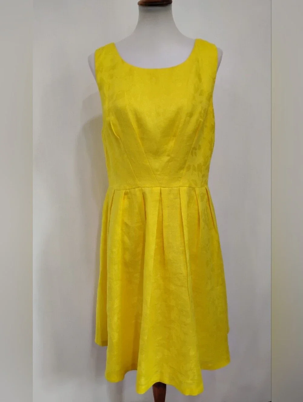 LEMON WOVEN LINEN RETRO DRESS - Picture 4 of 10